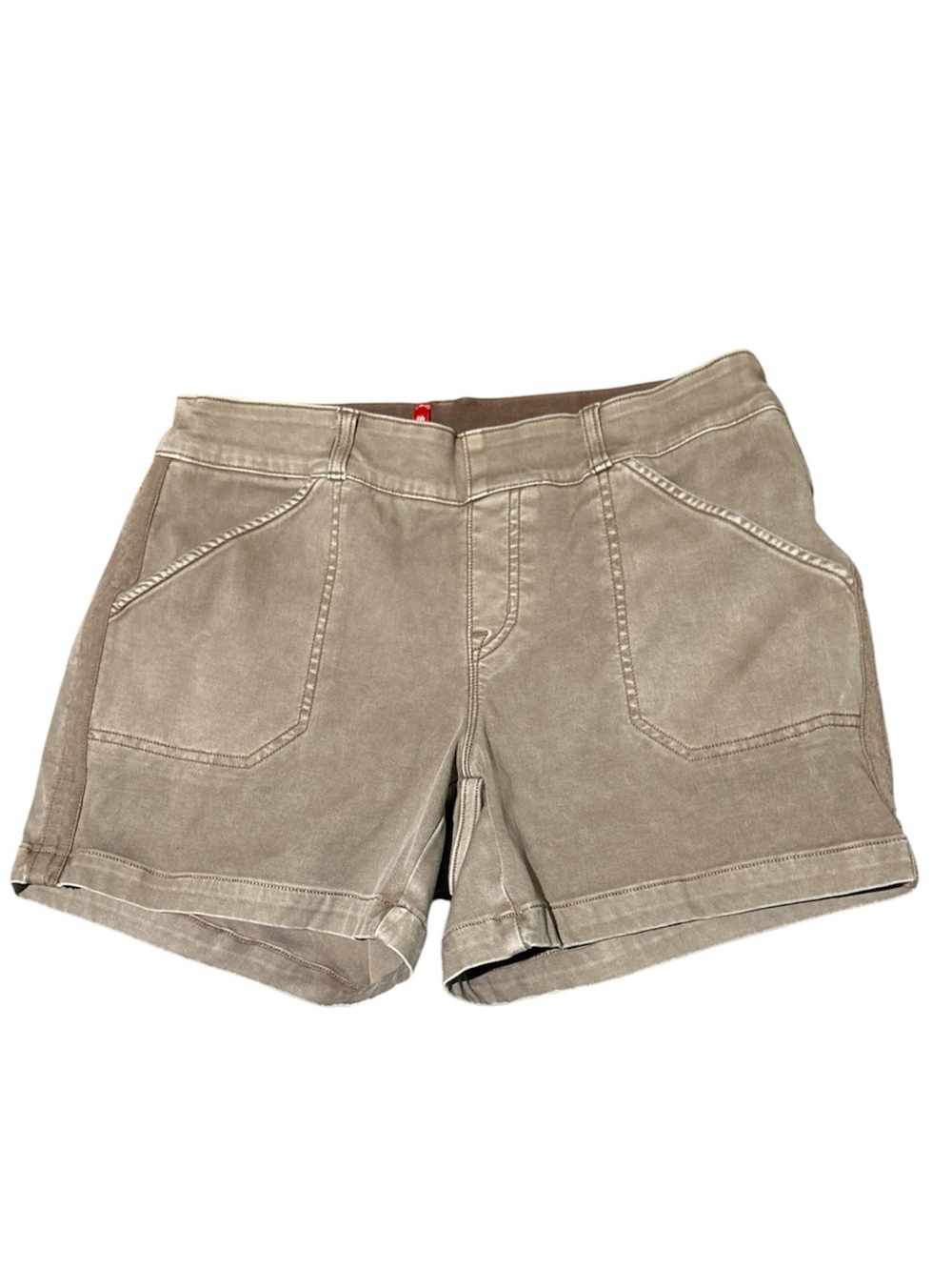 Spanx Stretch Twill 6” Slimming Pull-On Taupe Tan Shorts Size Medium - Picture 3 of 6